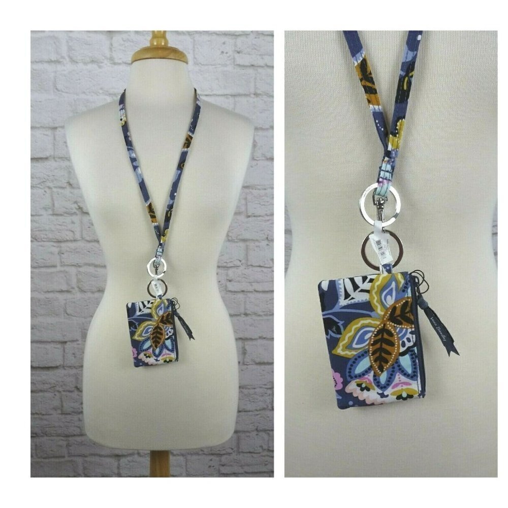 Vera Bradley Zip ID Card Case & Lanyard ID Holder Charmont Meadow 2-PC Floral